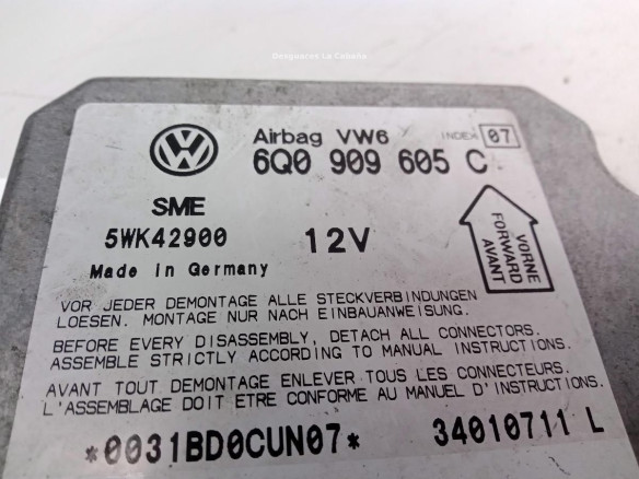 6Q0909605C, CENTRALITA AIRBAG VW PASSAT (3B3)|Desguaces La Cabaña