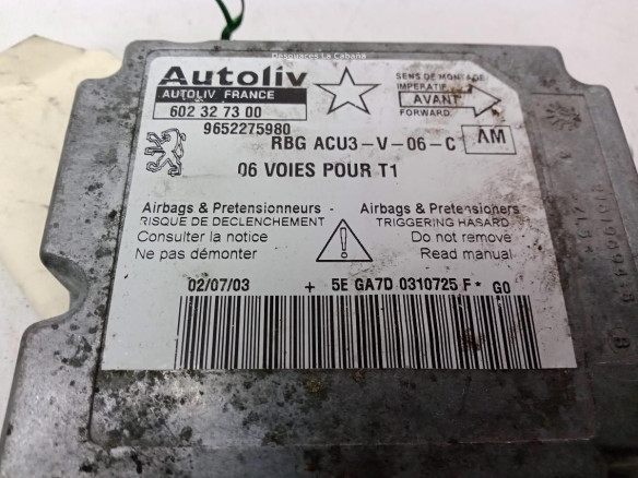 9652275980, CENTRALITA AIRBAG PEUGEOT 206 Fastback (2A/C)|Desguaces La Cabaña