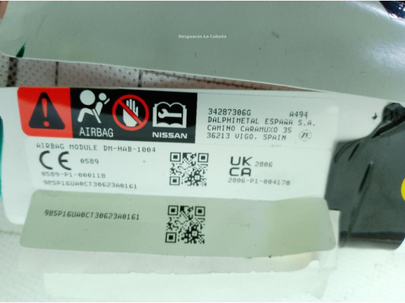 34287306G AIRBAG CORTINA IZQ NISSAN QASHQAI III (J12)|Desguaces La Cabaña