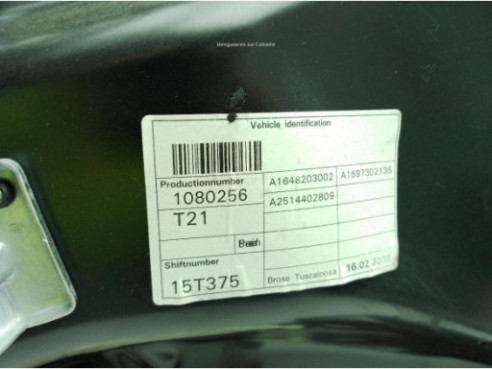 A1648203002 ELEVALUNAS PUERTA LAT TRA IZQ MERCEDES BENZ CLASE R (W251, V251)|Desguaces La Cabaña
