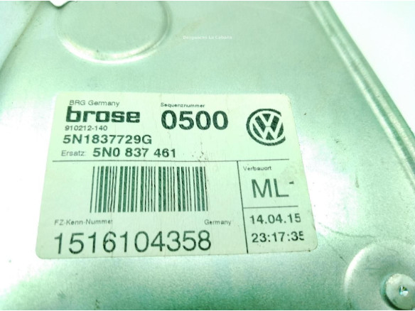 5N1837729G ELEVALUNAS PUERTA LAT DEL IZQ VW TIGUAN (5N_)|Desguaces La Cabaña