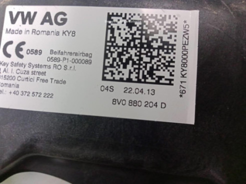 8V0880204D AIRBAG DER AUDI A3 Sportback (8VA, 8VF)|Desguaces La Cabaña