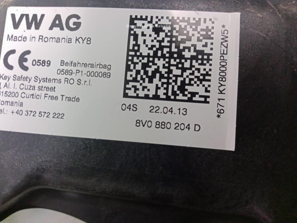 8V0880204D AIRBAG DER AUDI A3 Sportback (8VA, 8VF)|Desguaces La Cabaña