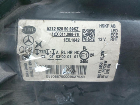 A2128205039KZ FARO DERECHO MERCEDES BENZ CLASE E (W212)|Desguaces La Cabaña