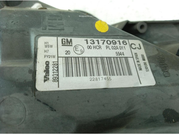 13170916 FARO DERECHO OPEL VECTRA C GTS (Z02)|Desguaces La Cabaña
