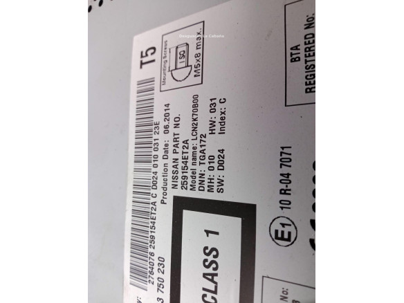 259154ET2A PANTALLA MULTIMEDIA NISSAN QASHQAI II Todo terreno, cerrada (J11, J11_)|Desguaces La Cabaña