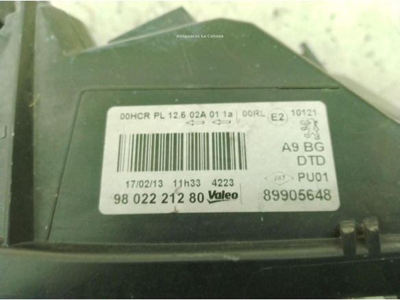 9802221280 FARO DERECHO PEUGEOT 208|Desguaces La Cabaña