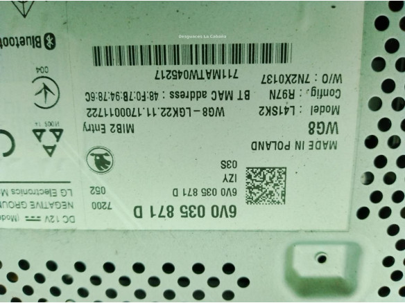6V0035871D MODULO RADIO SKODA FABIA III (NJ3)|Desguaces La Cabaña