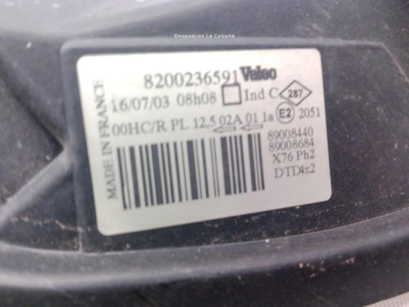 8200236591 FARO DERECHO RENAULT KANGOO (KC0/1_)|Desguaces La Cabaña