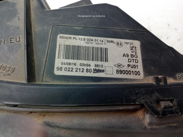 9802221280 FARO DERECHO PEUGEOT 208|Desguaces La Cabaña