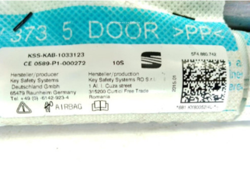 5F4880742 AIRBAG CORTINA DER SEAT LEON (5F1)|Desguaces La Cabaña