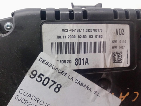 6J0920801A, CUADRO INSTRUMENTOS SEAT IBIZA IV (6J5, 6P1)|Desguaces La Cabaña