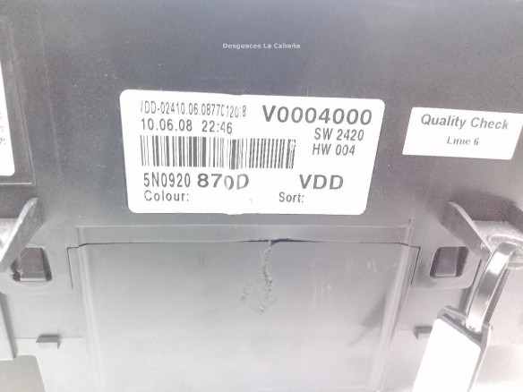 5N0920870D, CUADRO INSTRUMENTOS VW TIGUAN (5N_)|Desguaces La Cabaña