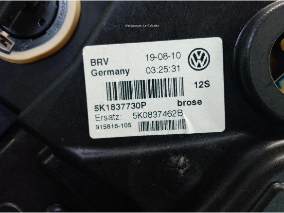 5K1837730P ELEVALUNAS PUERTA LAT DEL DER VW GOLF VI (5K1)|Desguaces La Cabaña
