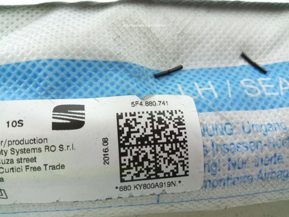 5F4880741 AIRBAG CORTINA IZQ SEAT LEON (5F1) |Desguaces La Cabaña