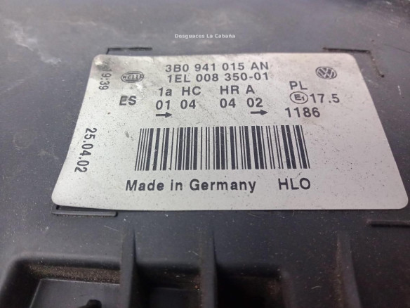 3B0941015AN FARO IZQUIERDO VW PASSAT (3B3)|Desguaces La Cabaña