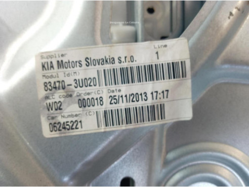 834703u020 ELEVALUNAS PUERTA LAT TRA IZQ KIA SPORTAGE (SL)|Desguaces La Cabaña
