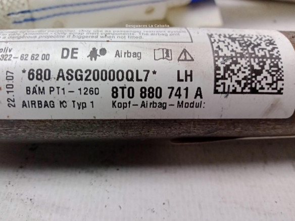 8T0880741A AIRBAG CORTINA IZQ AUDI A5 (8T3)|Desguaces La Cabaña