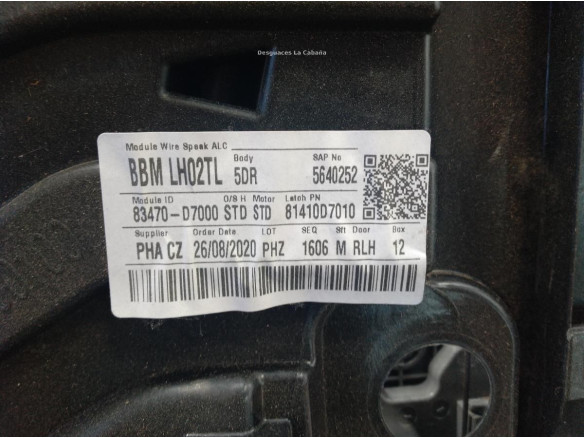 83470D7000 ELEVALUNAS PUERTA LAT TRA IZQ HYUNDAI TUCSON (TL)|Desguaces La Cabaña
