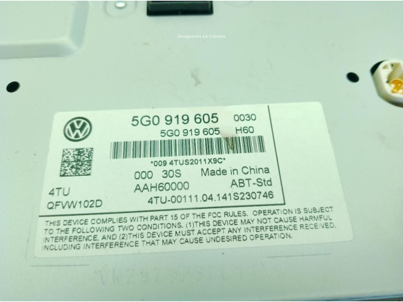 5G0919605 MODULO RADIO VW GOLF VII Variant (BA5, BV5)|Desguaces La Cabaña