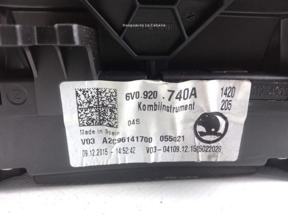 6V0920740A CUADRO INSTRUMENTOS SKODA FABIA III (NJ3) |Desguaces La Cabaña