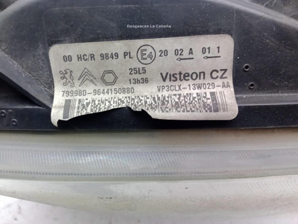VP3CLX13029AA FARO DERECHO PEUGEOT PARTNER ORIGIN Combispace (5F)|Desguaces La Cabaña