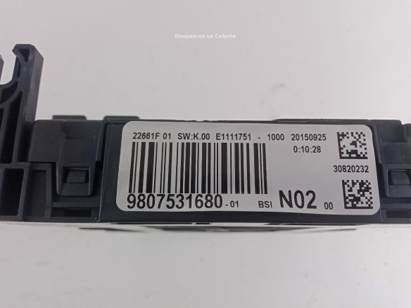 9807531680 CAJA FUSIBLES INTERIOR (BSI) PEUGEOT 208 |Desguaces La Cabaña