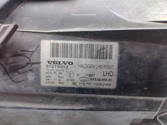 31214352 FARO DERECHO VOLVO XC70 II (136) |Desguaces La Cabaña