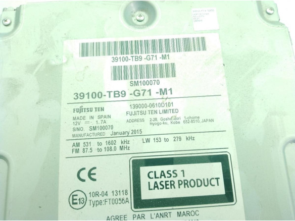 39100TB9G71 PANTALLA MULTIMEDIA HONDA CIVIC IX (FK)|Desguaces La Cabaña