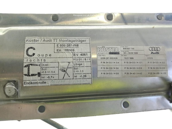 ELEVALUNAS PUERTA LAT DEL DER AUDI TT (8N3) |Desguaces La Cabaña