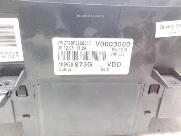 1K0920873G, CUADRO INSTRUMENTOS VW GOLF V (1K1)|Desguaces La Cabaña