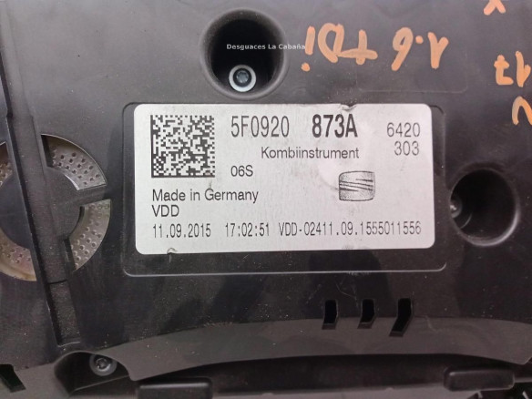 5F0920873A CUADRO INSTRUMENTOS SEAT LEON (5F1)|Desguaces La Cabaña