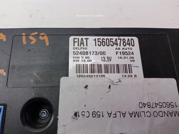 1560547840, MANDO CLIMA ALFA ROMEO 159 (939_)|Desguaces La Cabaña