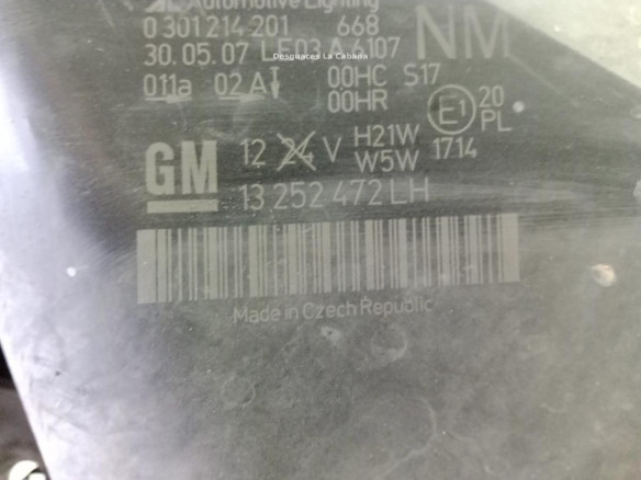 93179910 FARO IZQUIERDO OPEL ZAFIRA B (A05)|Desguaces La Cabaña