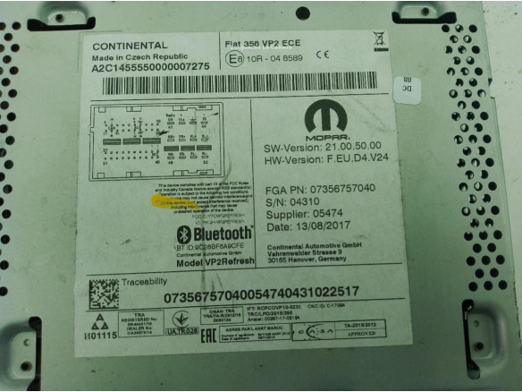 07356757040 PANTALLA MULTIMEDIA FIAT TIPO Fastback (357_)|Desguaces La Cabaña
