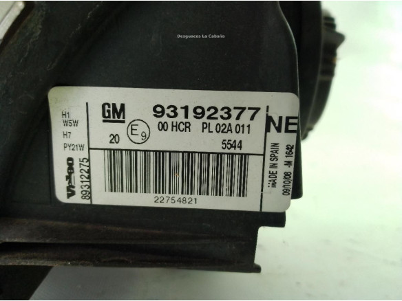 93192377 FARO IZQUIERDO OPEL VECTRA C GTS (Z02)|Desguaces La Cabaña
