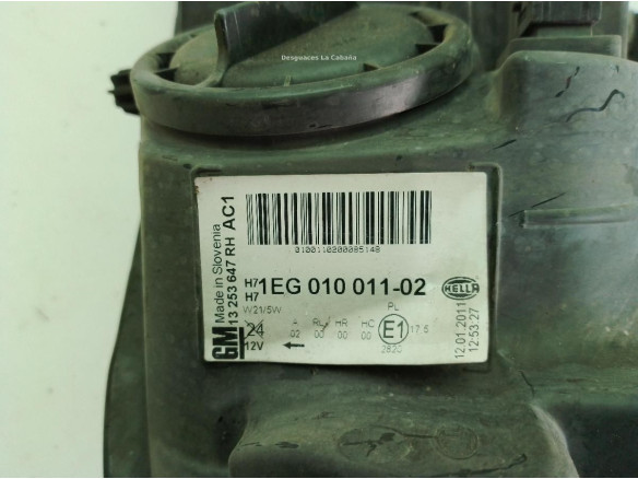 13253647RH FARO DERECHO OPEL ASTRA J (P10)|Desguaces La Cabaña