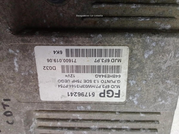 51796241 CENTRALITA MOTOR FIAT GRANDE PUNTO (199_)|Desguaces La Cabaña