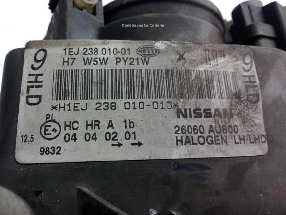 H1EJ 238 010010 FARO IZQUIERDO NISSAN PRIMERA (P12)|Desguaces La Cabaña