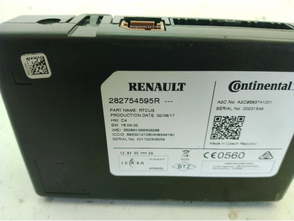 282754595R MODULO ELECTRONICO 3 RENAULT MEGANE IV (B9A/M_)|Desguaces La Cabaña