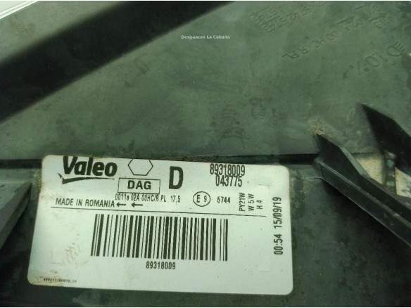 89318009 FARO DERECHO PEUGEOT PARTNER Tepee|Desguaces La Cabaña