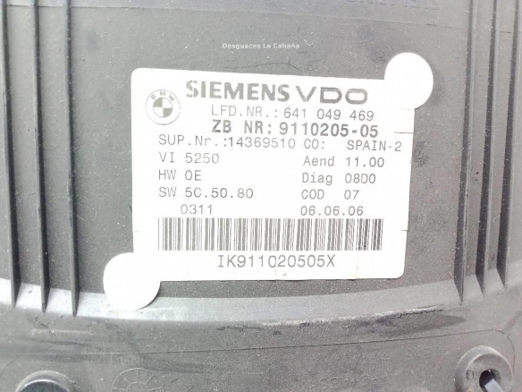 911020505, CUADRO INSTRUMENTOS BMW 3 (E90)|Desguaces La Cabaña