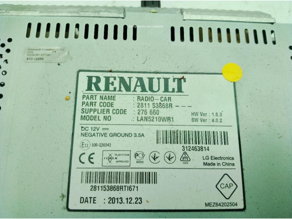 281153868R PANTALLA MULTIMEDIA RENAULT CLIO IV (BH_)|Desguaces La Cabaña