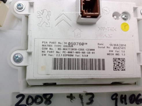 9805976080, CUADRO INSTRUMENTOS PEUGEOT 2008|Desguaces La Cabaña