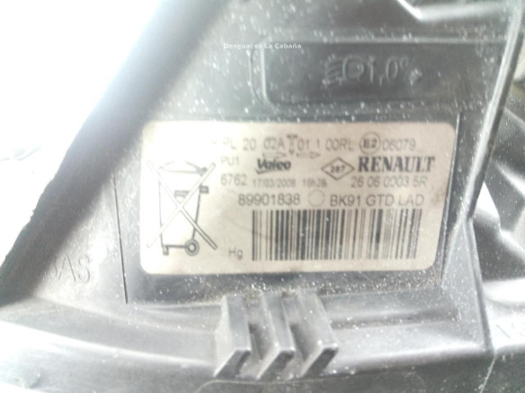 260600035R FARO IZQUIERDO RENAULT LAGUNA III (BT0/1)|Desguaces La Cabaña