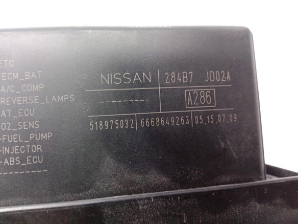 284B7JD02A CAJA FUSIBLES INTERIOR (BSI) NISSAN QASHQAI / QASHQAI +2 I (J10, JJ10)|Desguaces La Cabaña