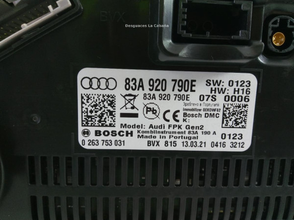 83A920790E CUADRO INSTRUMENTOS AUDI Q3 (F3B) |Desguaces La Cabaña