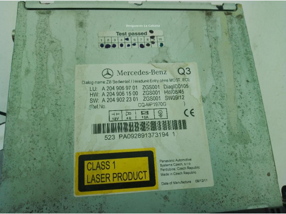 A2049069701 MODULO RADIO MERCEDES BENZ CLASE C (W204)|Desguaces La Cabaña