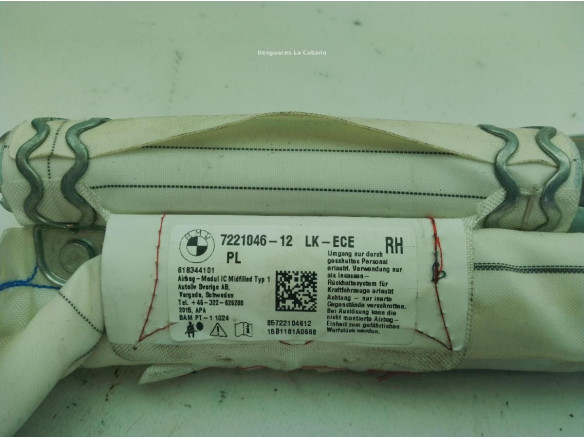 7221046 AIRBAG CORTINA DER BMW 1 (F20)|Desguaces La Cabaña