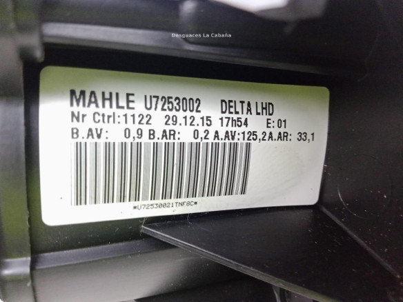 U7253002 MOTOR CALEFACCION OPEL ZAFIRA TOURER C (P12)|Desguaces La Cabaña